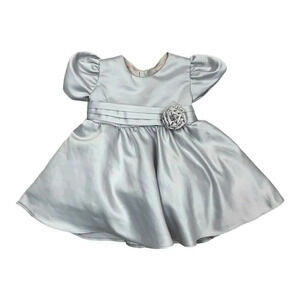 Tip Top Kids Vintage Gray Satin Dress with sash 3-6 months